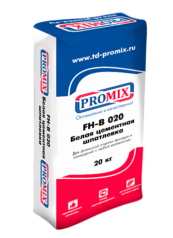 Шпатлевка цементная Promix FH-B 020, белая, 20 кг