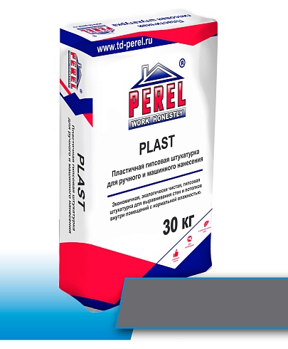 Гипсовая штукатурка пластичная Perel Plast, серая, 30 кг
