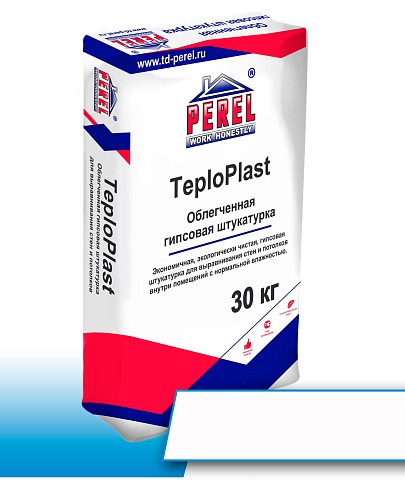 Гипсовая штукатурка облегченная Perel TeploPlast, белая, 30 кг