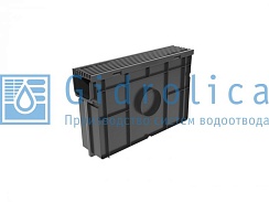 Комплект Gidrolica Light: пескоуловитель для пластиковых лотков ПУ 10.11,5.32 - пластиковый с решеткой РВ- 10.11.50 пластиковой, ячеистой кл. В125